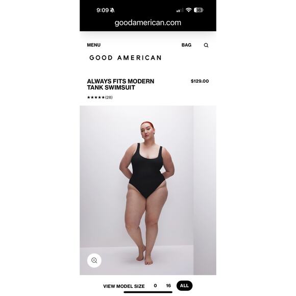 Good American bathing suit Always Fits One-Piece Swimsuit black plus 7/8 4XL/5XL - Picture 7 of 8